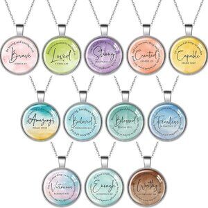 Christian Necklace Alloy Bible Verse Inspirational Gifts for Women 12-Pack